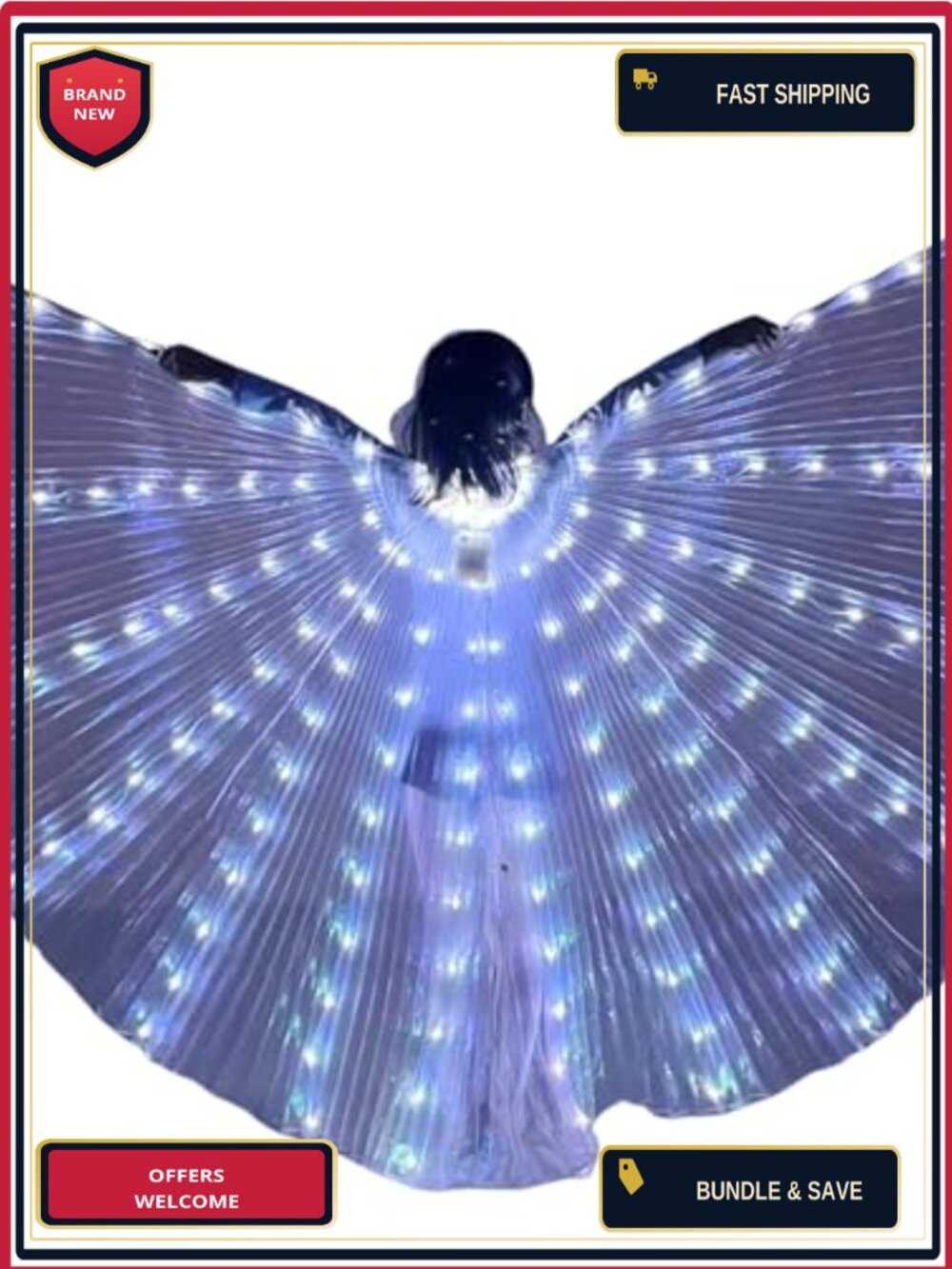LED Fairy Wings Adult Women for Festivals, Parties, Halloween, Dance